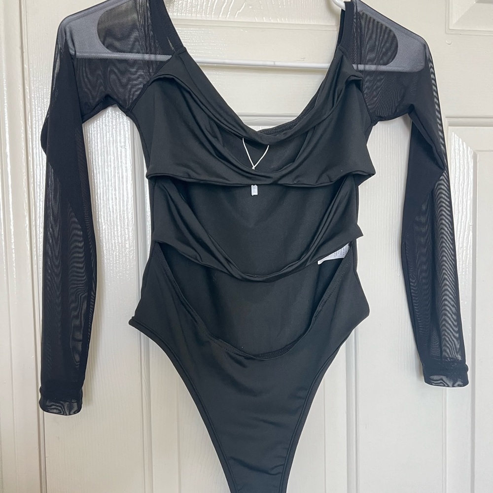 Black cut out body suit